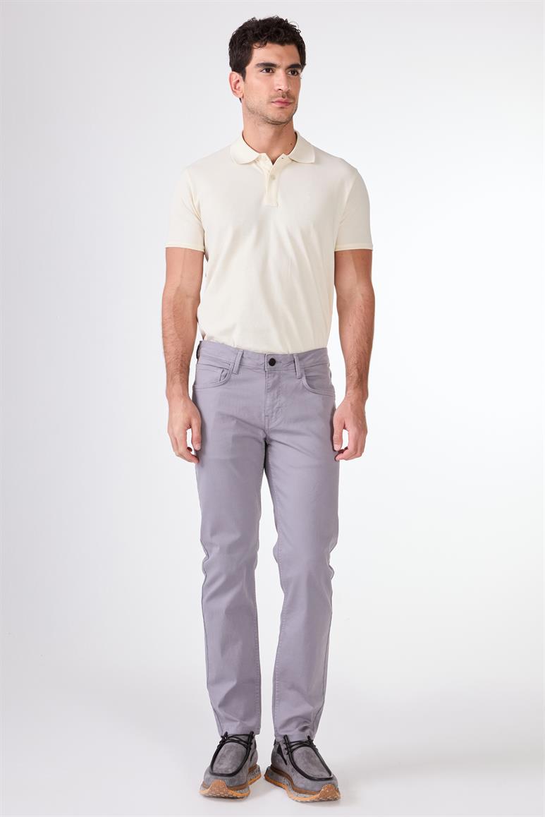 Gri 5 Cep Düz Renk Slim Fit Erkek Pantolon