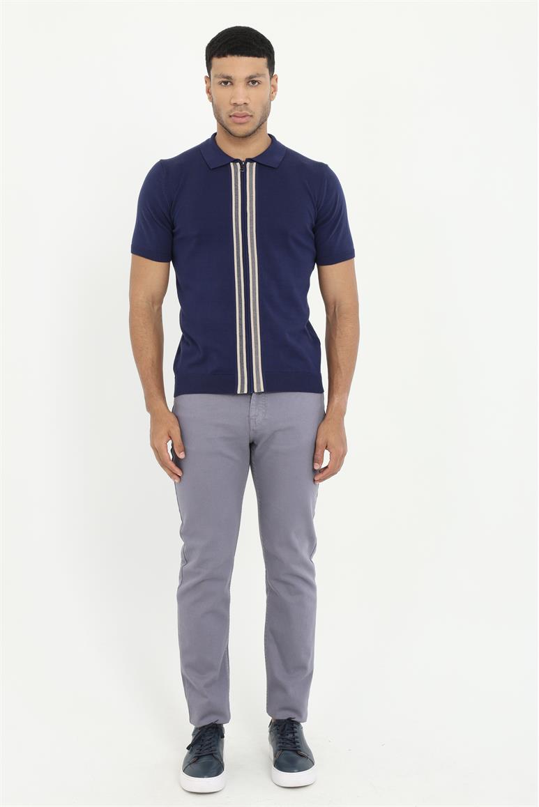 Gri 5 Cep Düz Renk Slim Fit Erkek Pantolon
