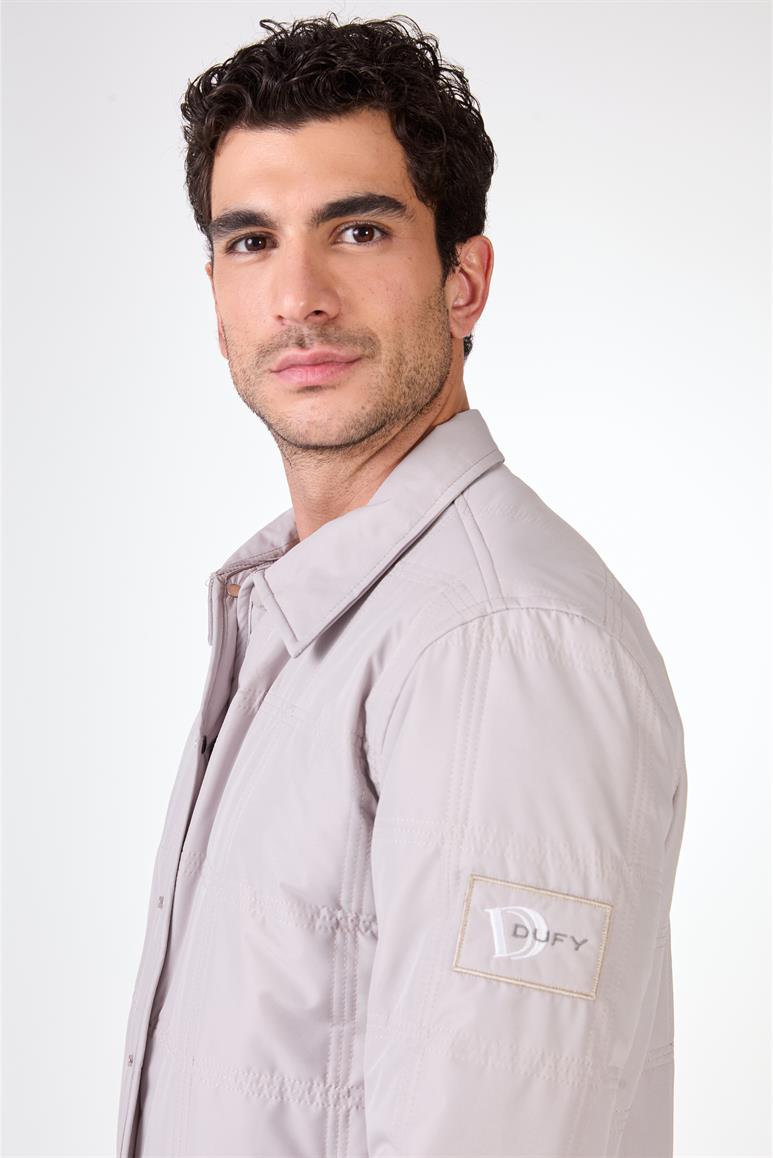 Gri Çıtçıt Kapamalı Kapitone Slim Fit Erkek Mont