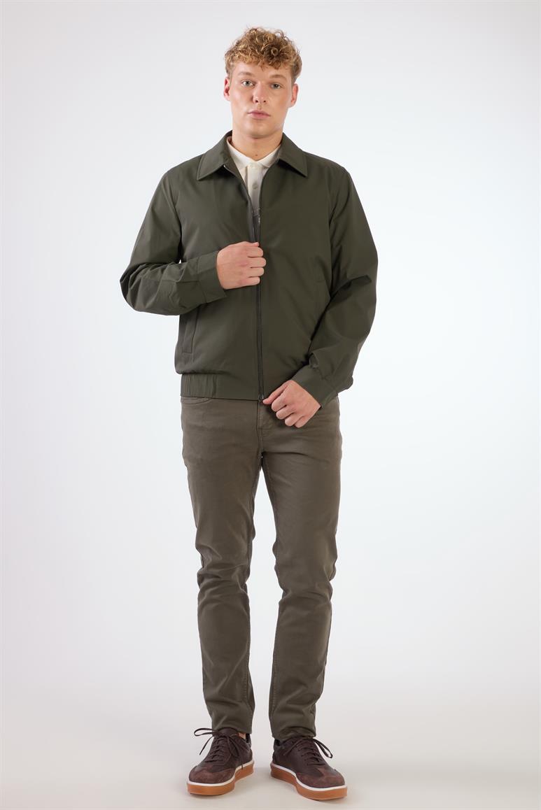 Haki Erkek Regular Fit Düz Klasik Yaka Bomber Mont 