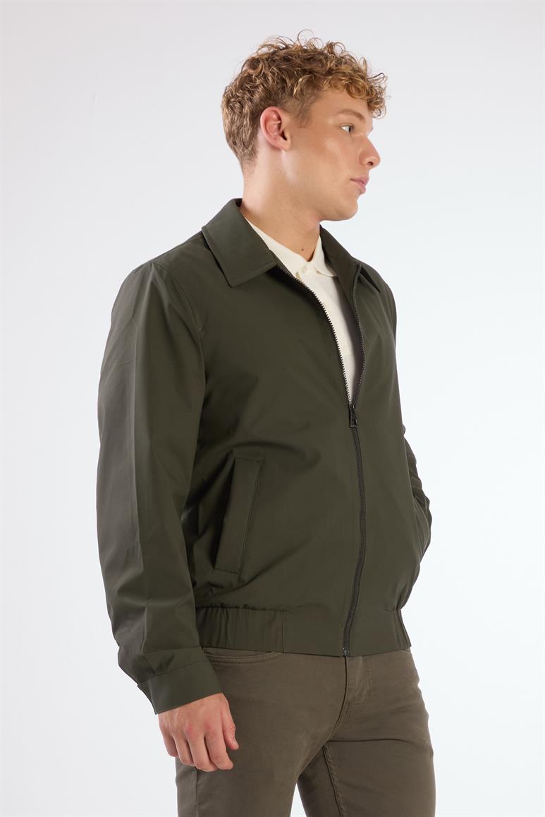 Haki Erkek Regular Fit Düz Klasik Yaka Bomber Mont 