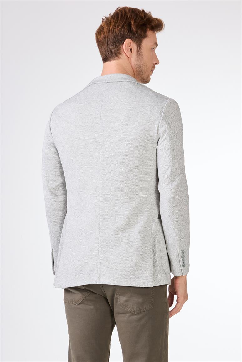 Haki Erkek Slim Fit Armürlü Mono Yaka Ceket 