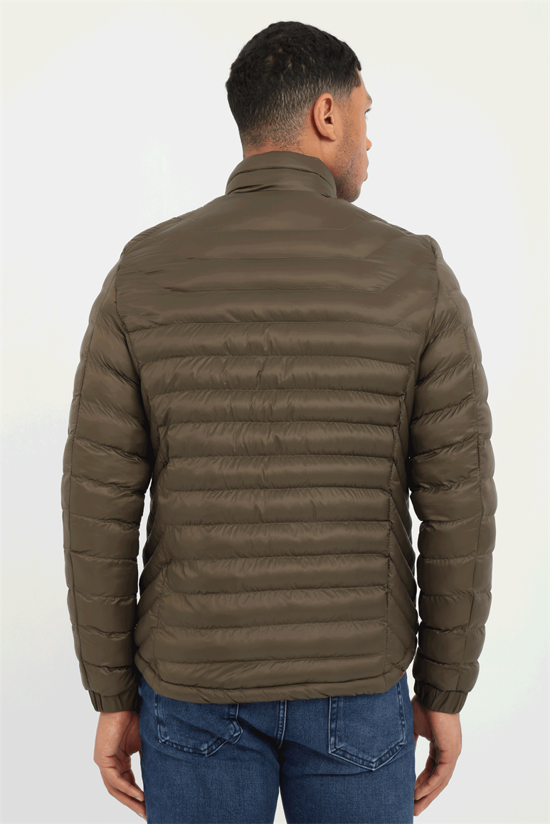 Haki Kapitone Slim Fit Erkek Mont