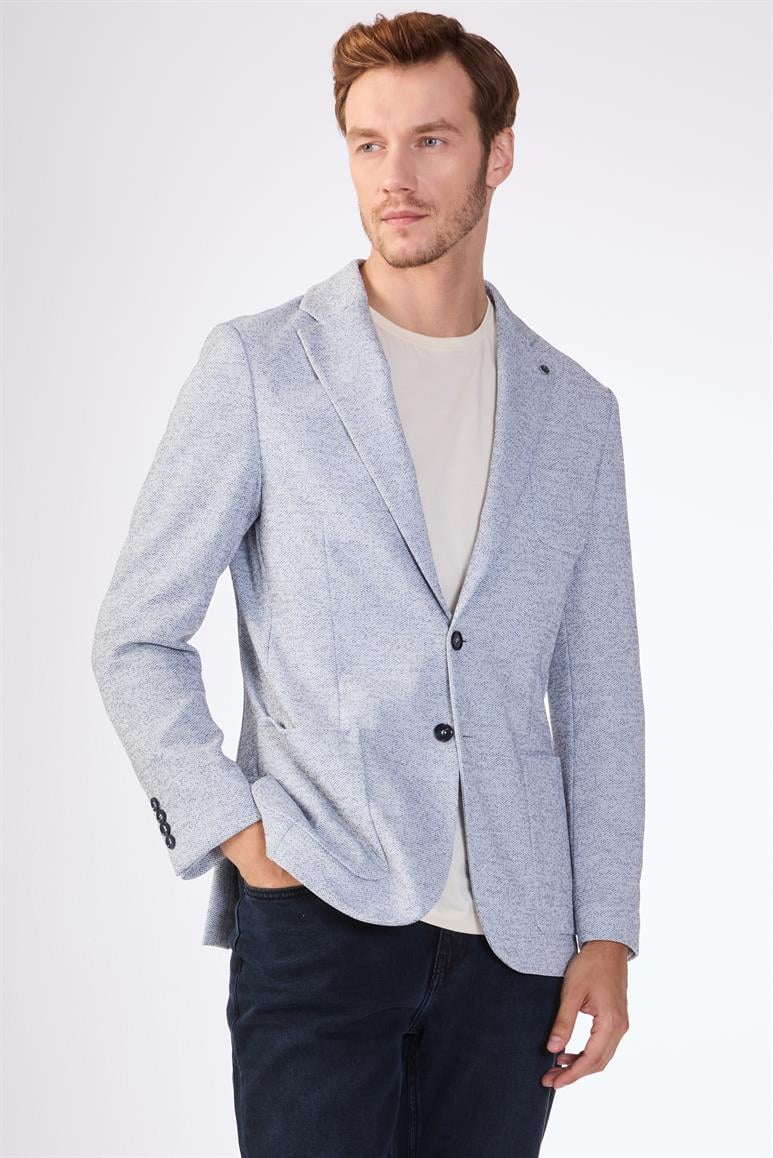 İndigo Erkek Slim Fit Armürlü Mono Yaka Ceket - 104434