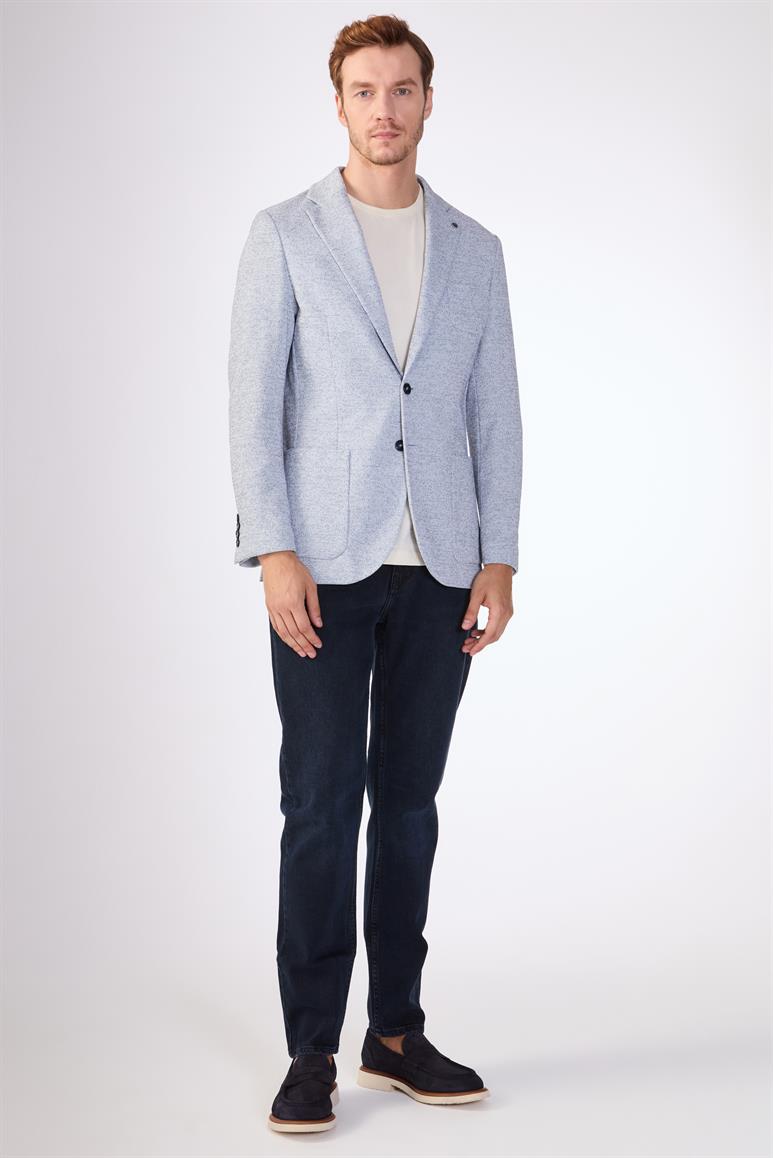İndigo Erkek Slim Fit Armürlü Mono Yaka Ceket - 104434