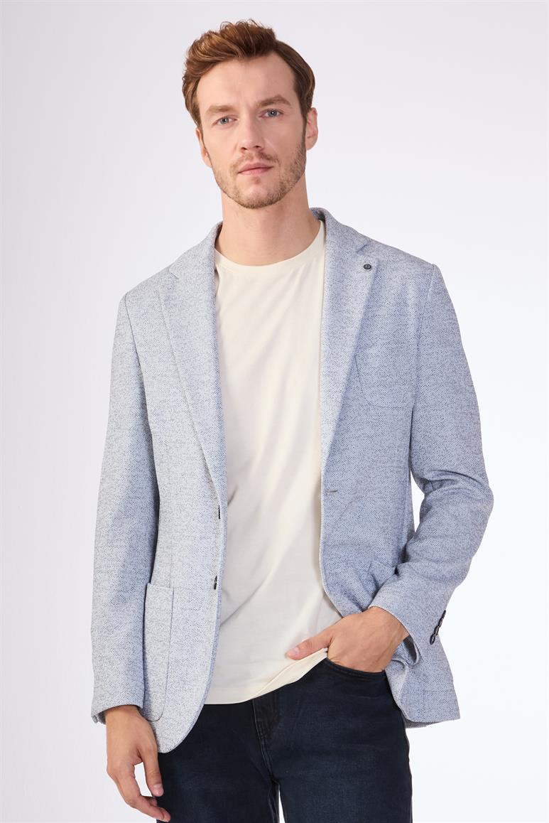 İndigo Erkek Slim Fit Armürlü Mono Yaka Ceket - 104434