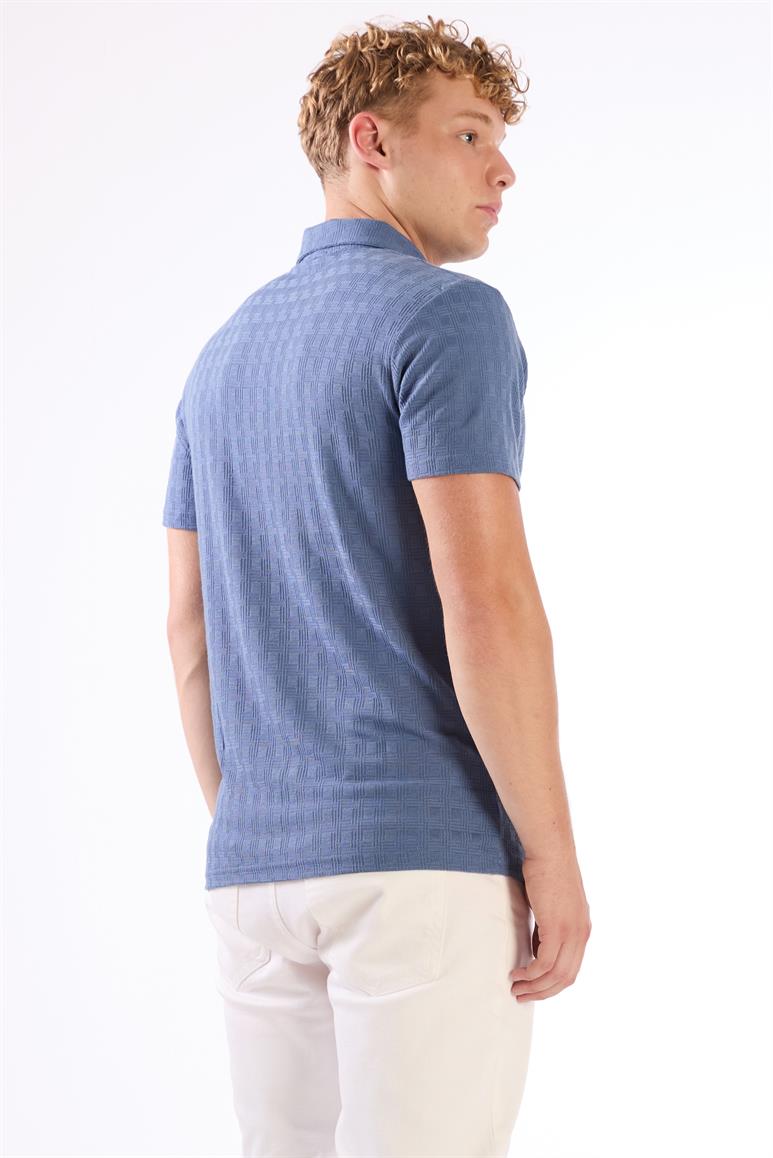 İndigo Erkek Slim Fit Jakarlı Polo Yaka T-shirt 