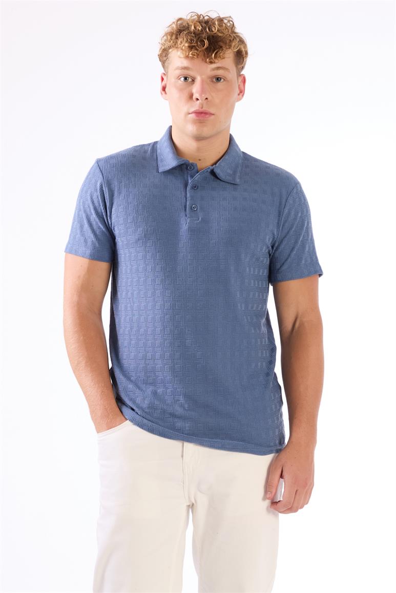 İndigo Erkek Slim Fit Jakarlı Polo Yaka T-shirt 