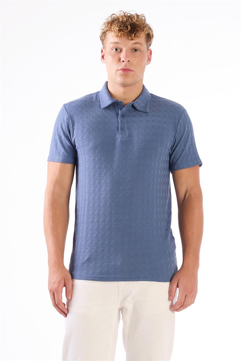 İndigo Erkek Slim Fit Jakarlı Polo Yaka T-shirt 