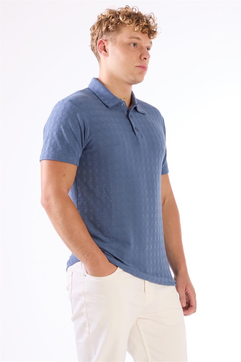 İndigo Erkek Slim Fit Jakarlı Polo Yaka T-shirt 