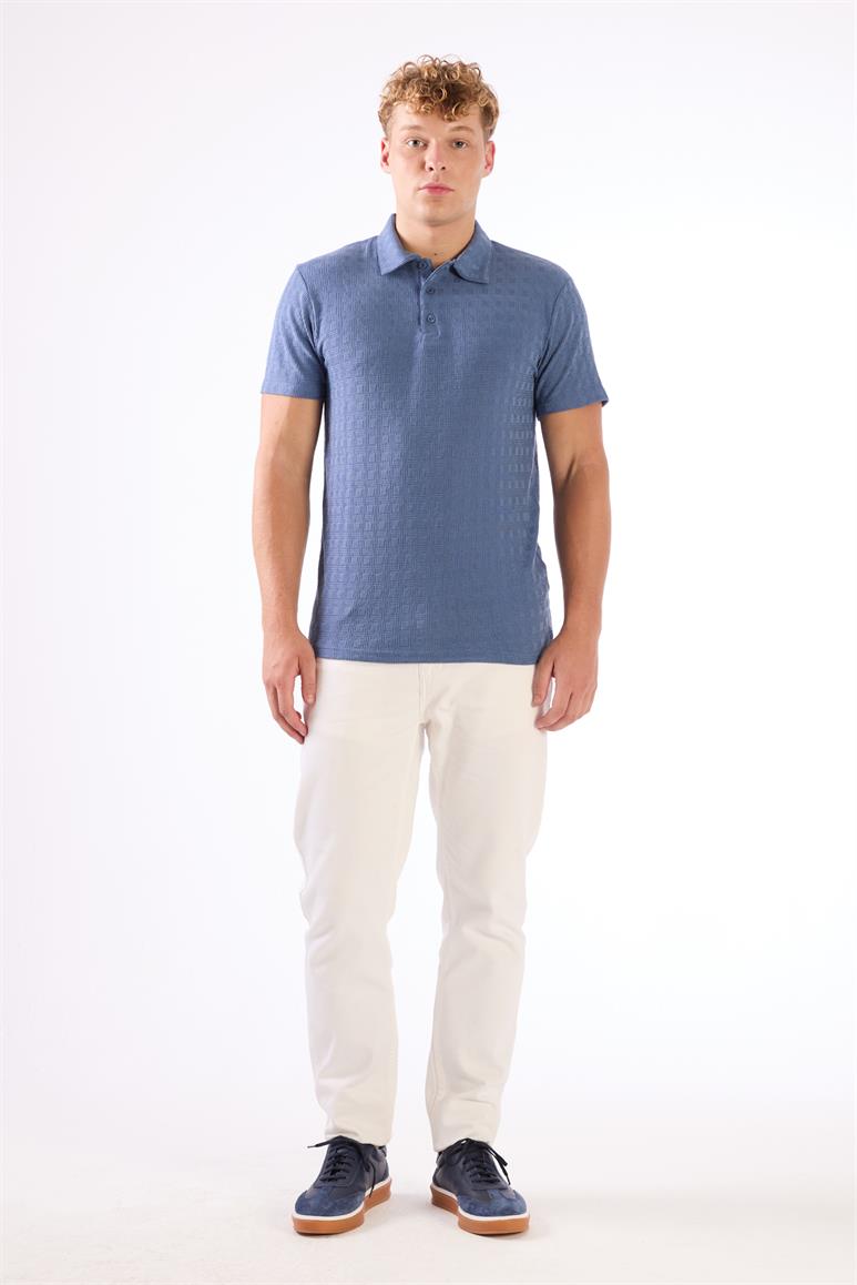 İndigo Erkek Slim Fit Jakarlı Polo Yaka T-shirt 
