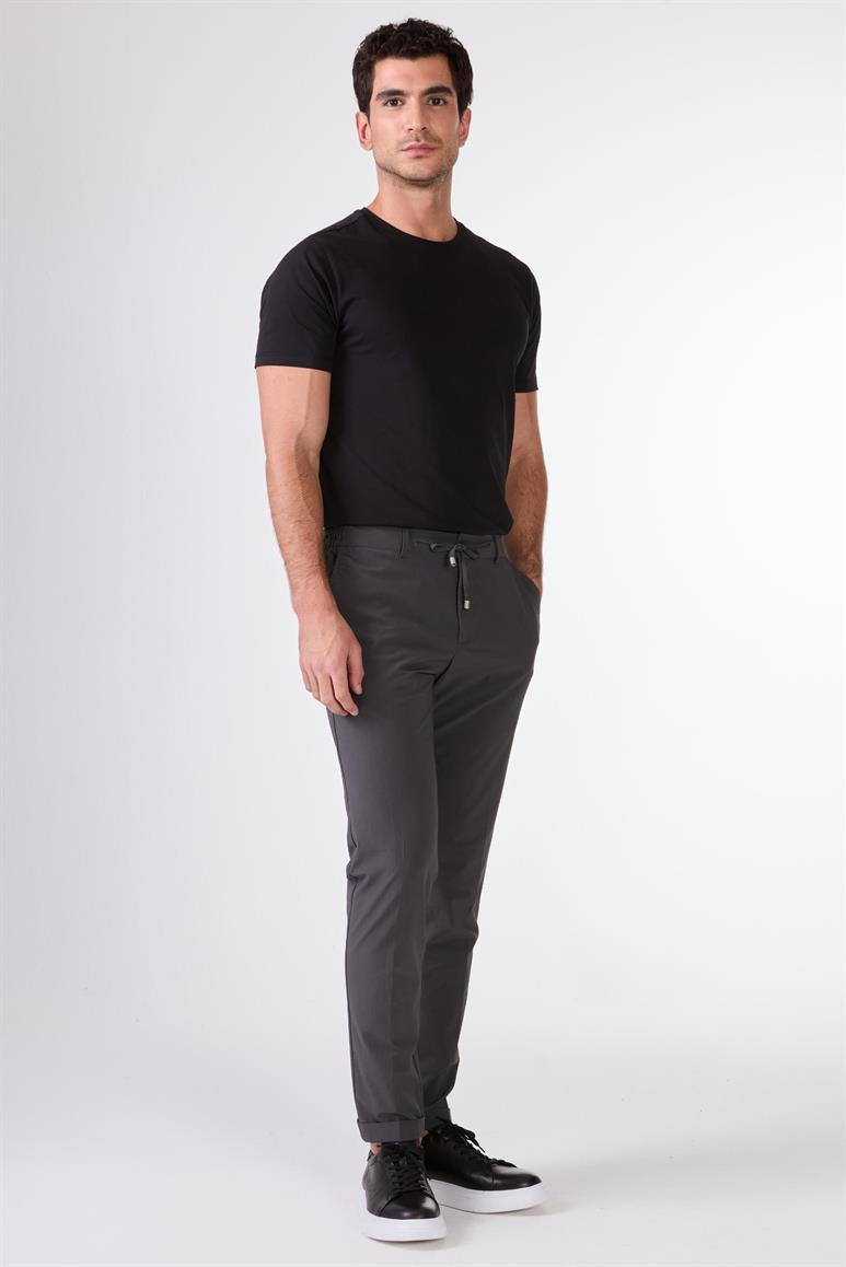 Antrasit Bağcıklı Slim Fit Jogger Erkek Pantolon