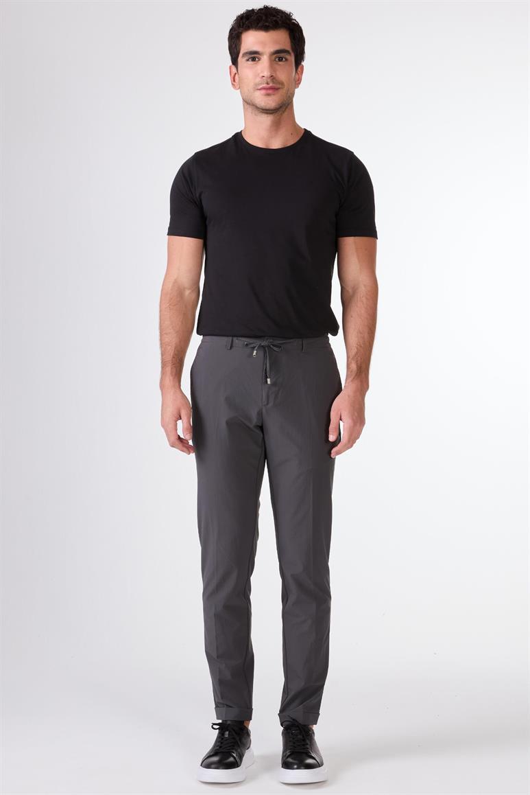 Antrasit Bağcıklı Slim Fit Jogger Erkek Pantolon