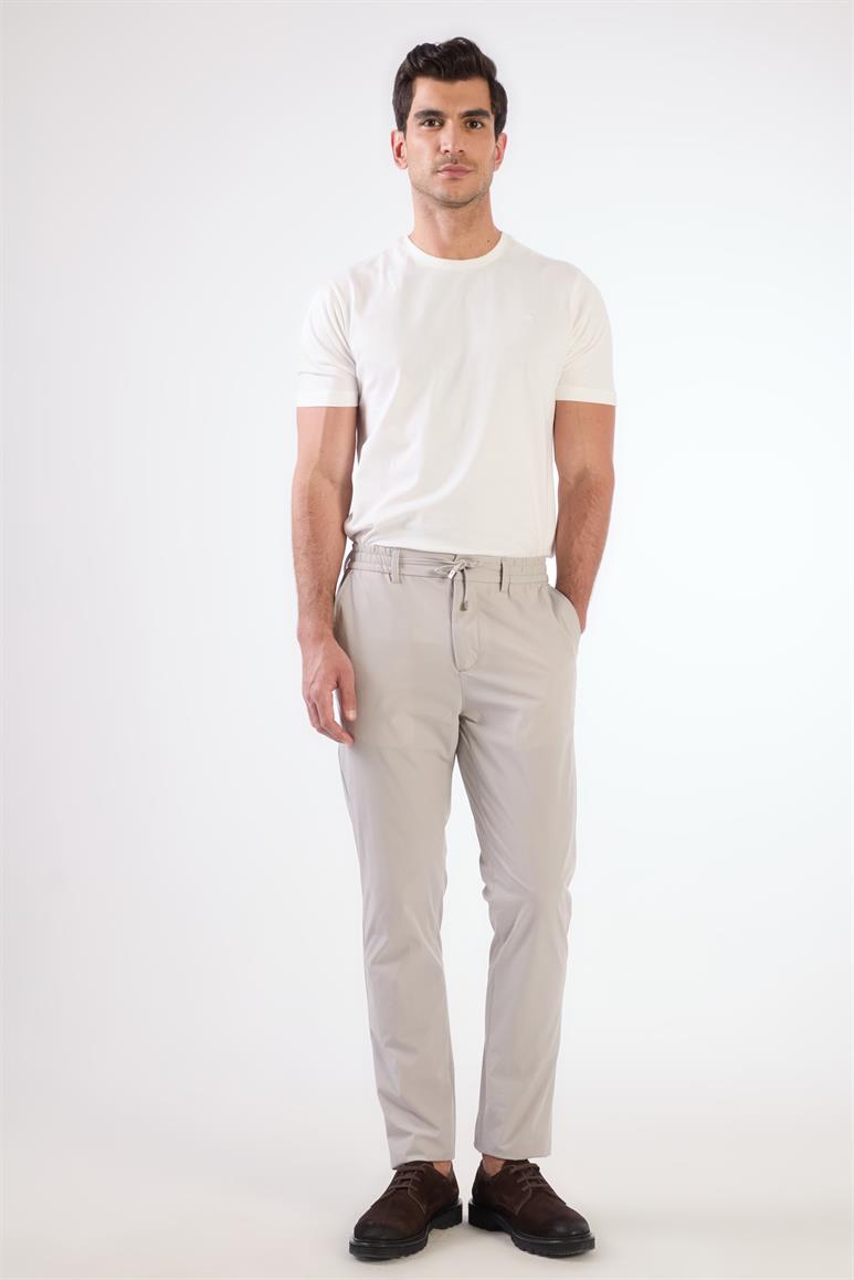 Gri Bağcıklı Slim Fit Jogger Erkek Pantolon
