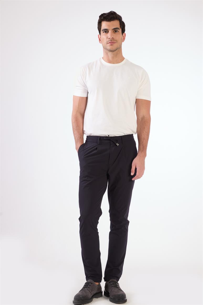 Lacivert Bağcıklı Slim Fit Jogger Erkek Pantolon
