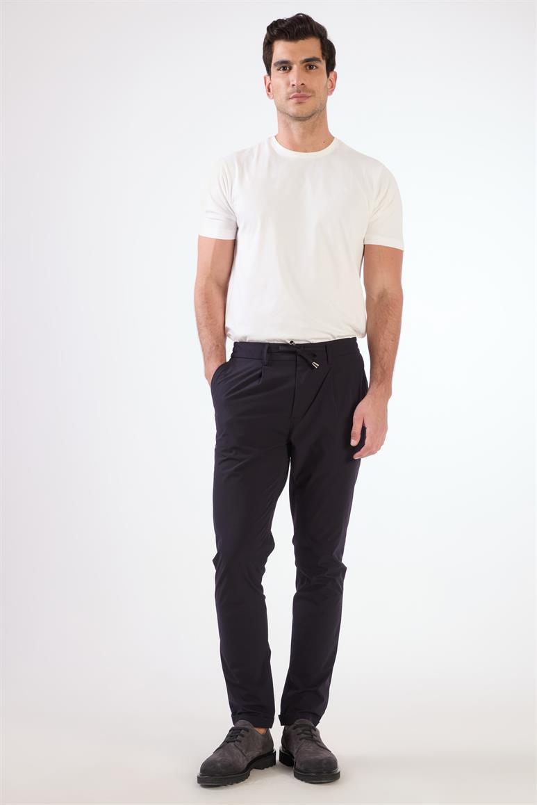 Lacivert Bağcıklı Slim Fit Jogger Erkek Pantolon