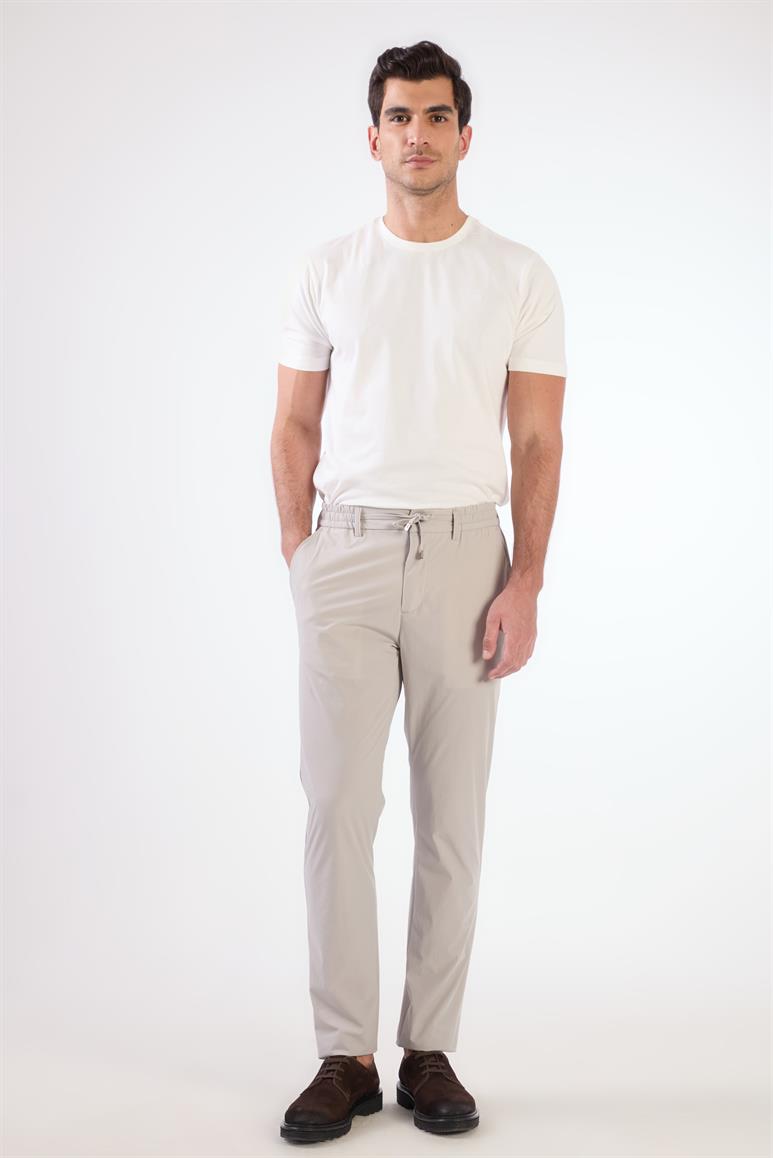 Gri Bağcıklı Slim Fit Jogger Erkek Pantolon