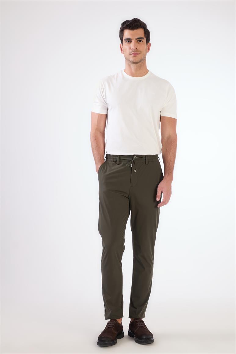 Haki Bağcıklı Slim Fit Jogger Erkek Pantolon