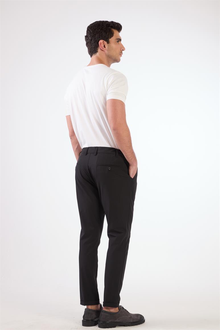 Siyah Bağcıklı Slim Fit Jogger Erkek Pantolon