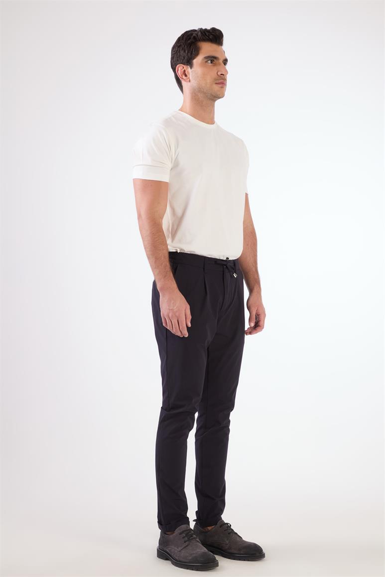 Lacivert Bağcıklı Slim Fit Jogger Erkek Pantolon