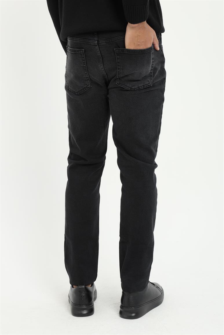 Koyu Gri Slim Fit Denim Erkek Pantolon