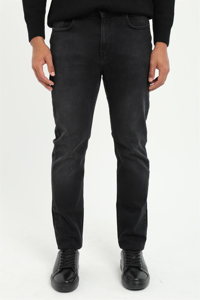 Koyu Gri Slim Fit Denim Erkek Pantolon