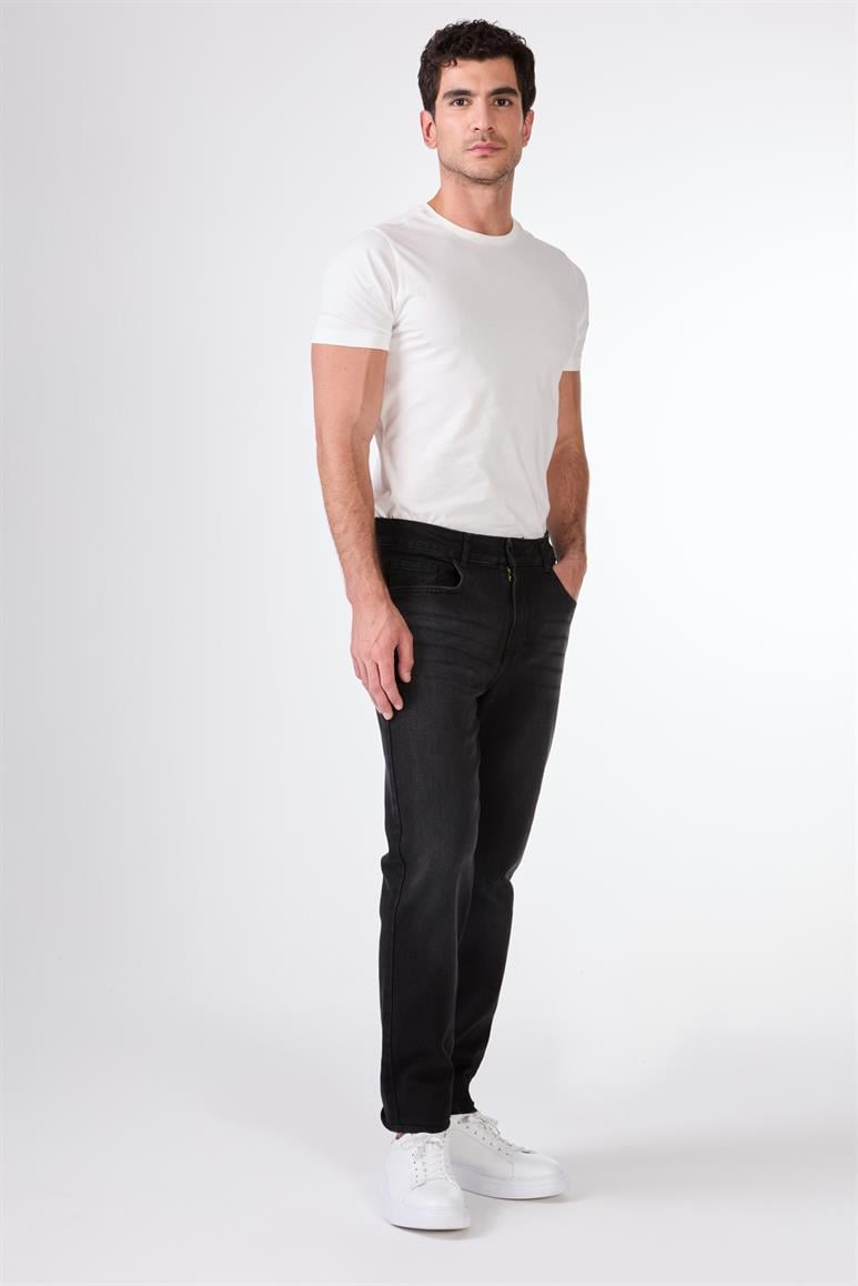 Koyu Gri Regular Fit Erkek Denim Pantolon