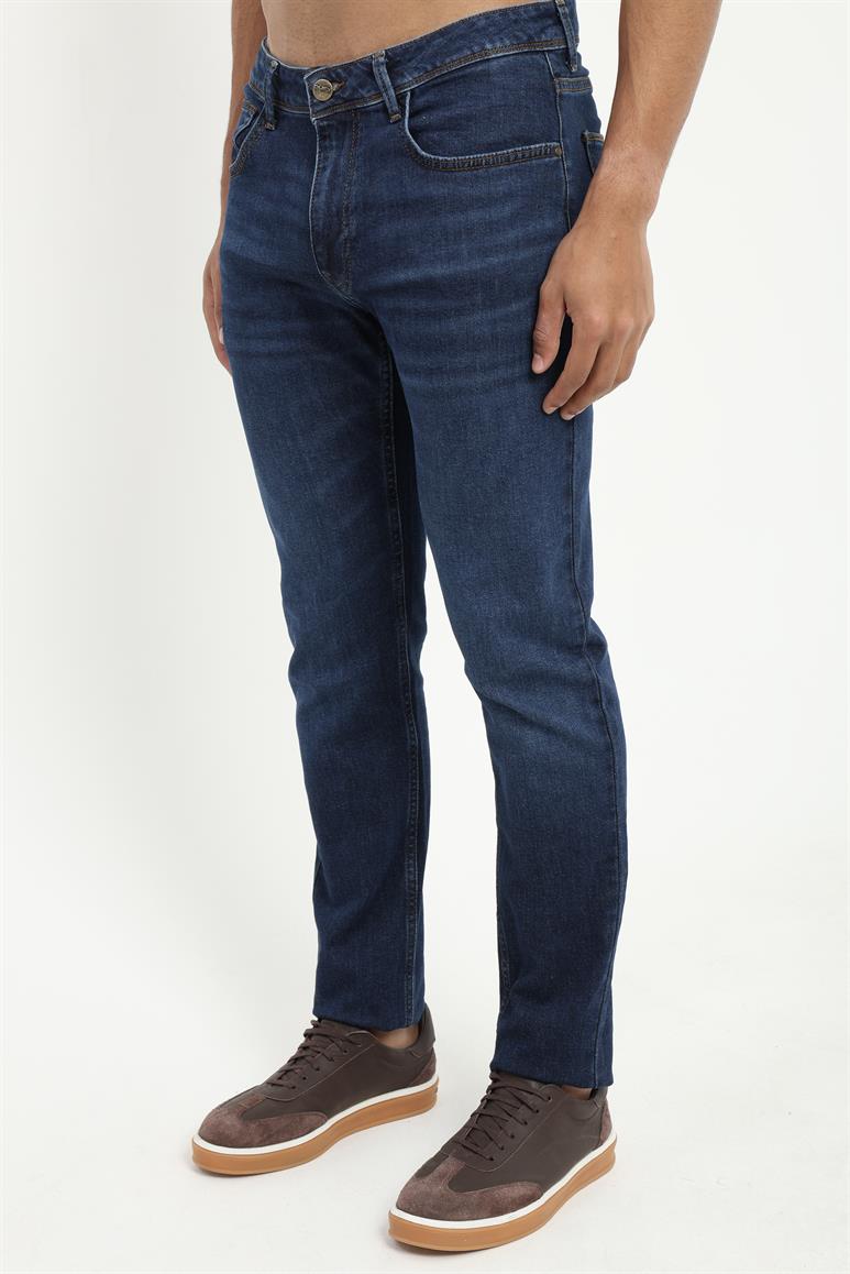 Koyu Mavi Slim Fit Denim Erkek Pantolon