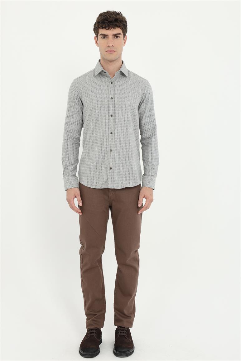 Kahve 5 Cep Düz Renk Slim Fit Erkek Pantolon