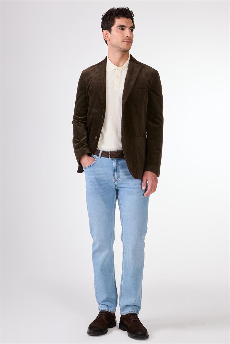 Kahve Kadife Torba Cep Slim Fit Erkek Ceket