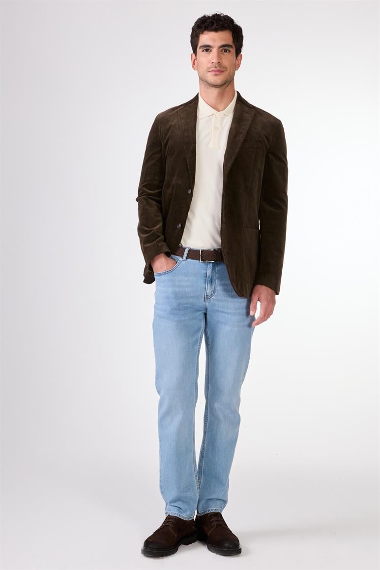 Kahve Kadife Torba Cep Slim Fit Erkek Ceket