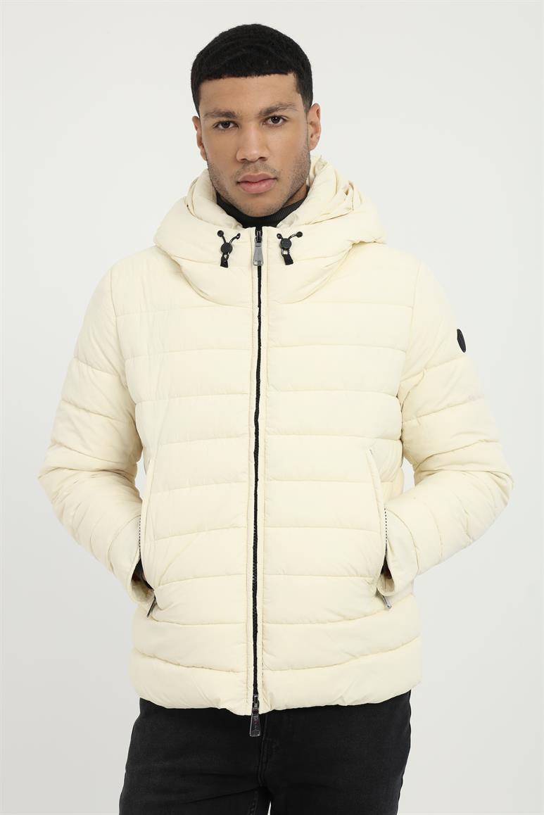 Bej Kapitone Slim Fit Erkek Mont
