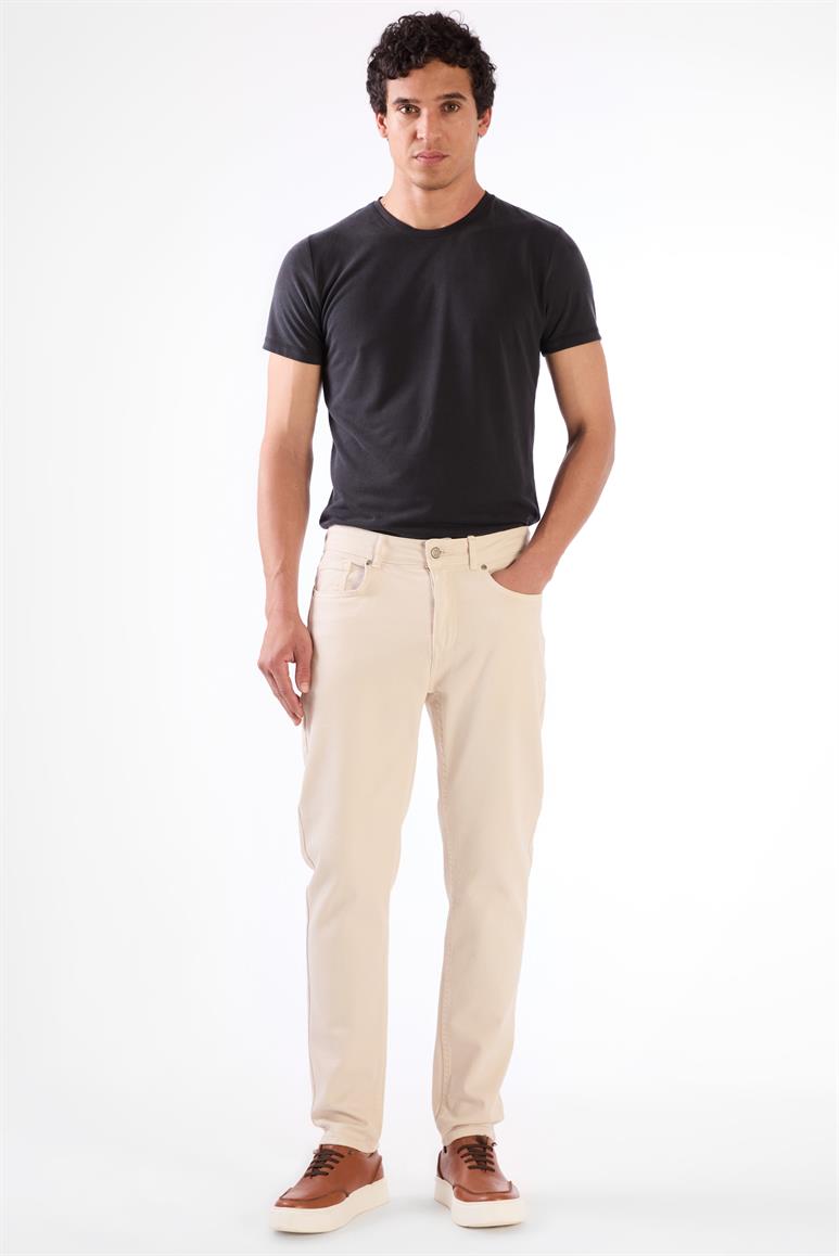 Kemik 5 Cep Düz Renk Slim Fit Erkek Pantolon