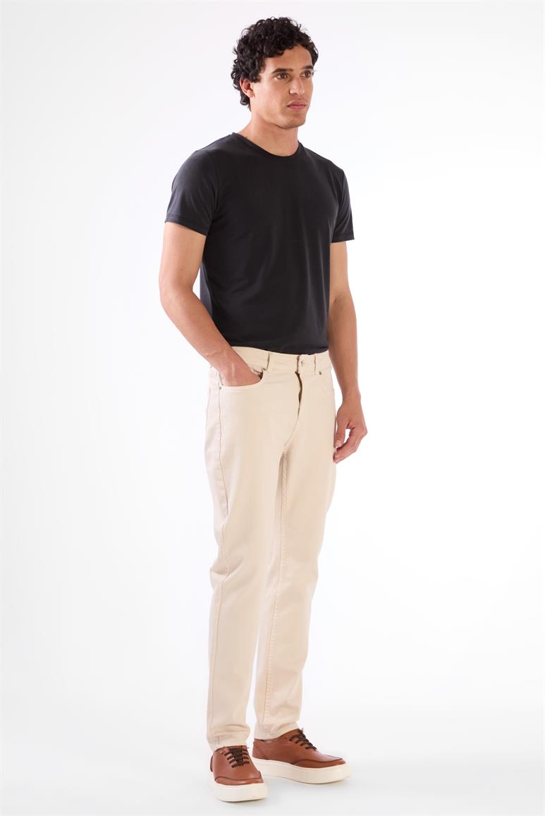 Kemik 5 Cep Düz Renk Slim Fit Erkek Pantolon