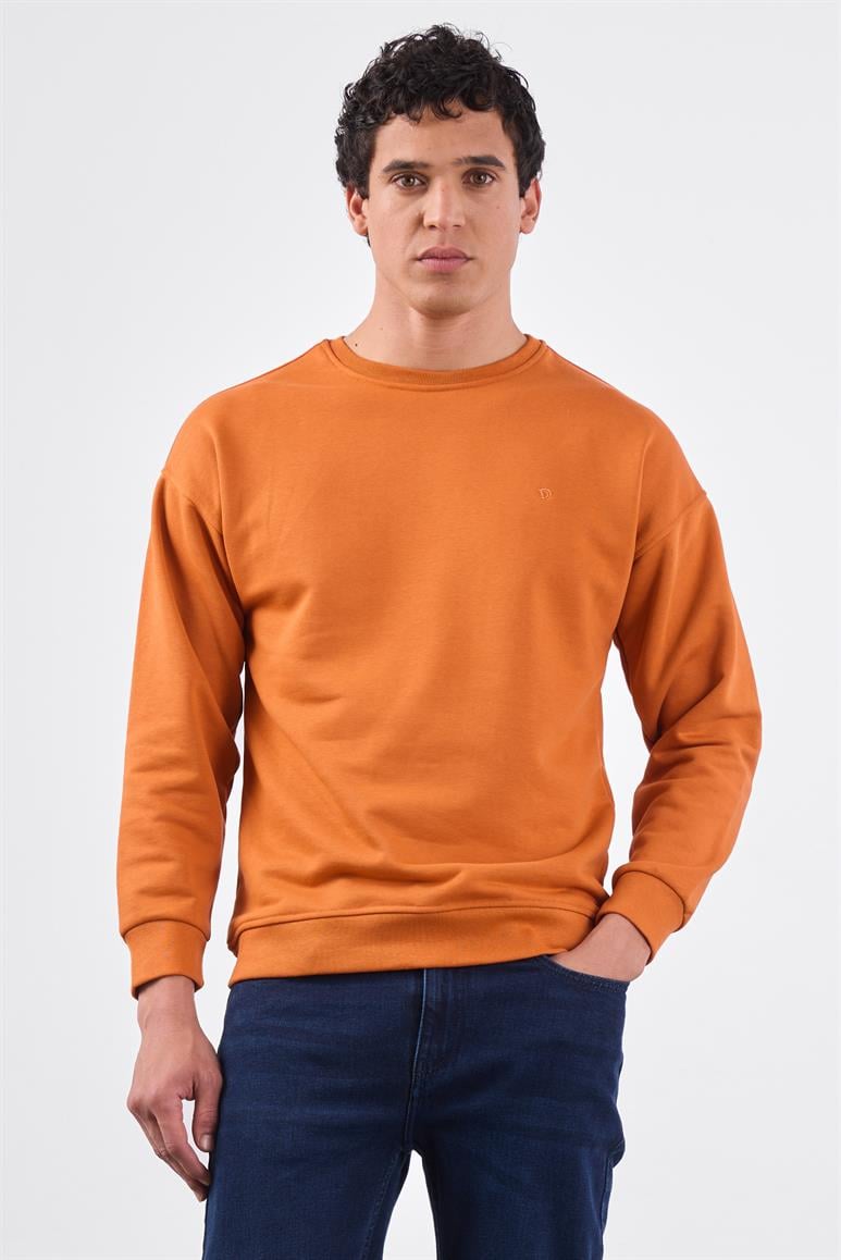 Kiremit Bisiklet Yaka Regular Fit Erkek Sweatshirt