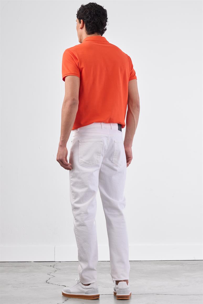 Kırmızı Polo Yaka Pamuklu Düz Renk Slim Fit Erkek T-shirt