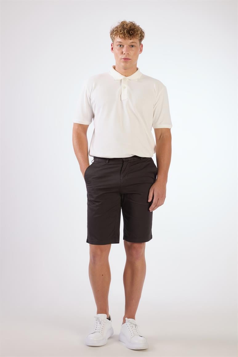 Koyu Gri Erkek Regular Fit Düz Casual Short 