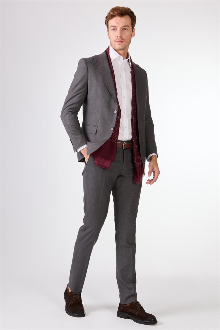 Koyu Gri Erkek Regular Fit Düz Mono Yaka Takım Elbise - 106912