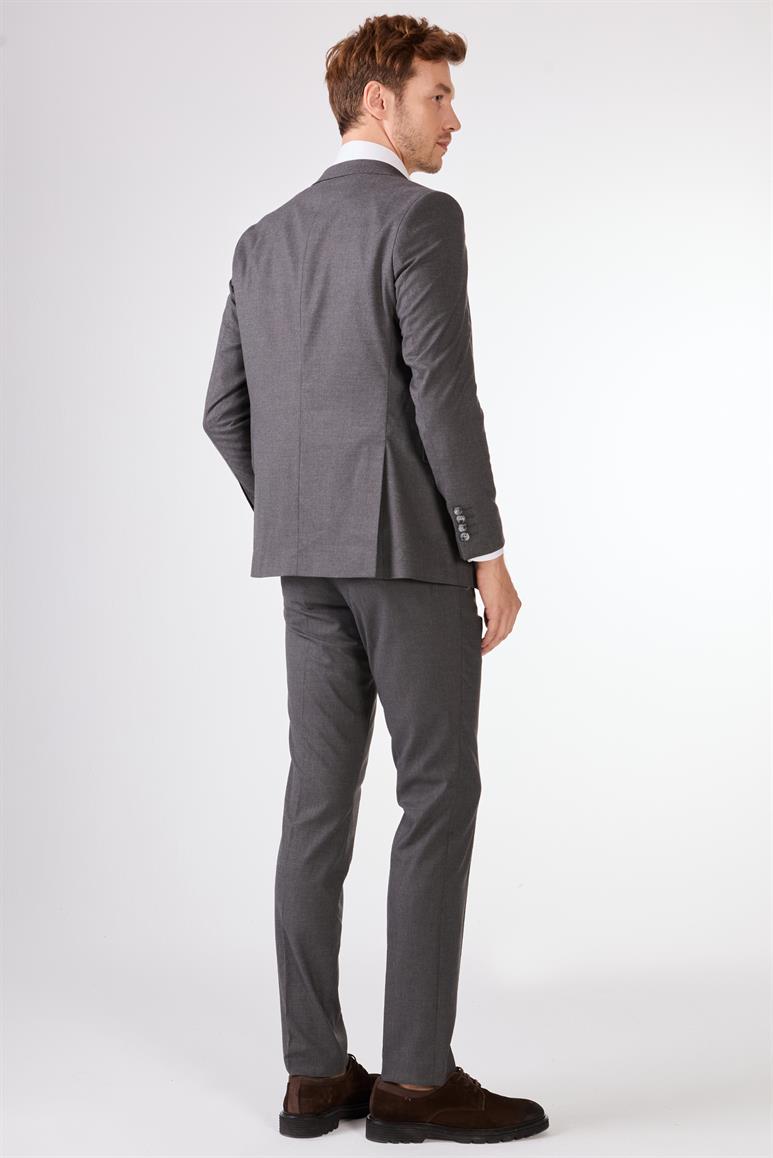 Koyu Gri Erkek Regular Fit Düz Mono Yaka Takım Elbise - 106912