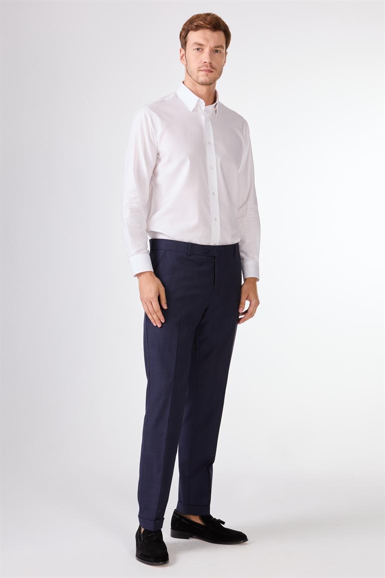 Lacivert   Balıksırtı Erkek Takım Elbise - Slim Fit