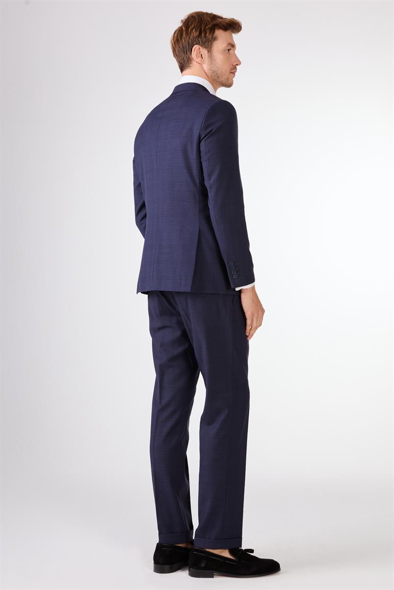 Lacivert   Balıksırtı Erkek Takım Elbise - Slim Fit