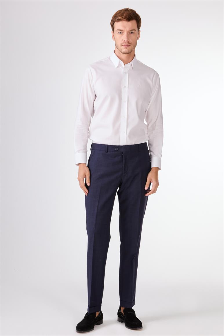 Lacivert   Balıksırtı Erkek Takım Elbise - Slim Fit