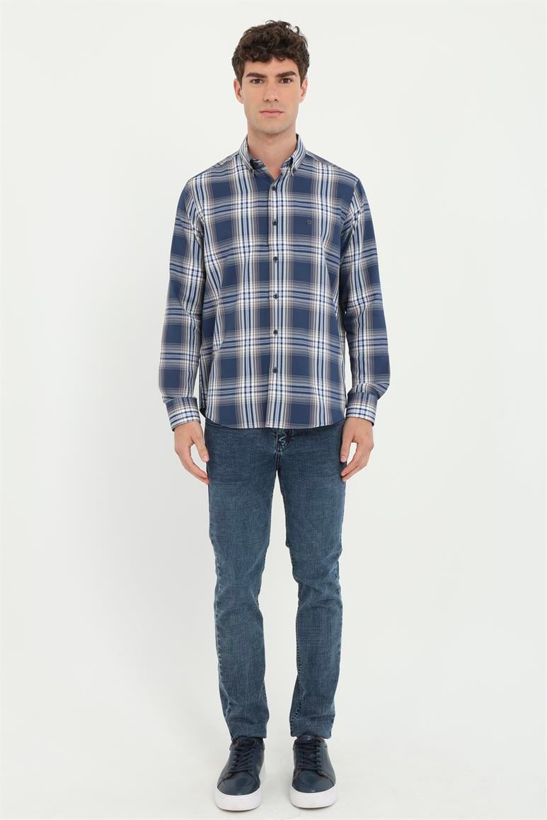 Lacivert Slim Fit Denim Erkek Pantolon