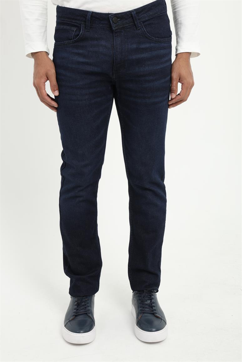 Lacivert Slim Fit Denim Erkek Pantolon
