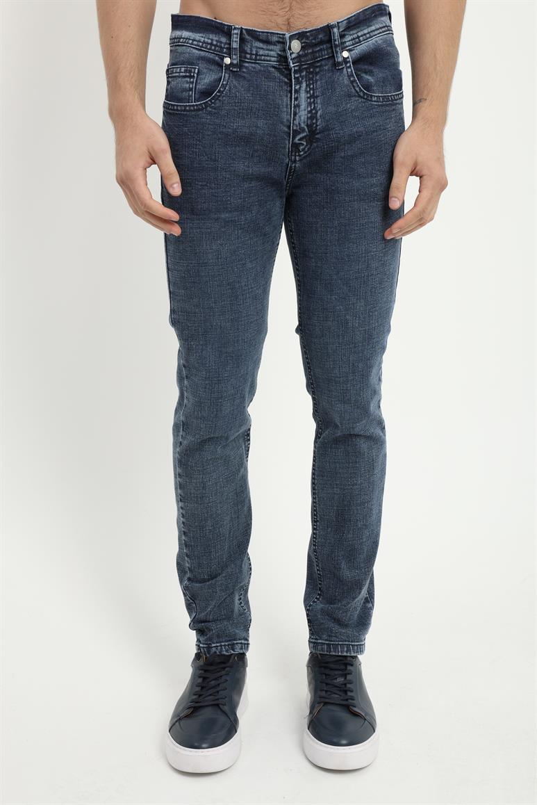 Lacivert Slim Fit Denim Erkek Pantolon