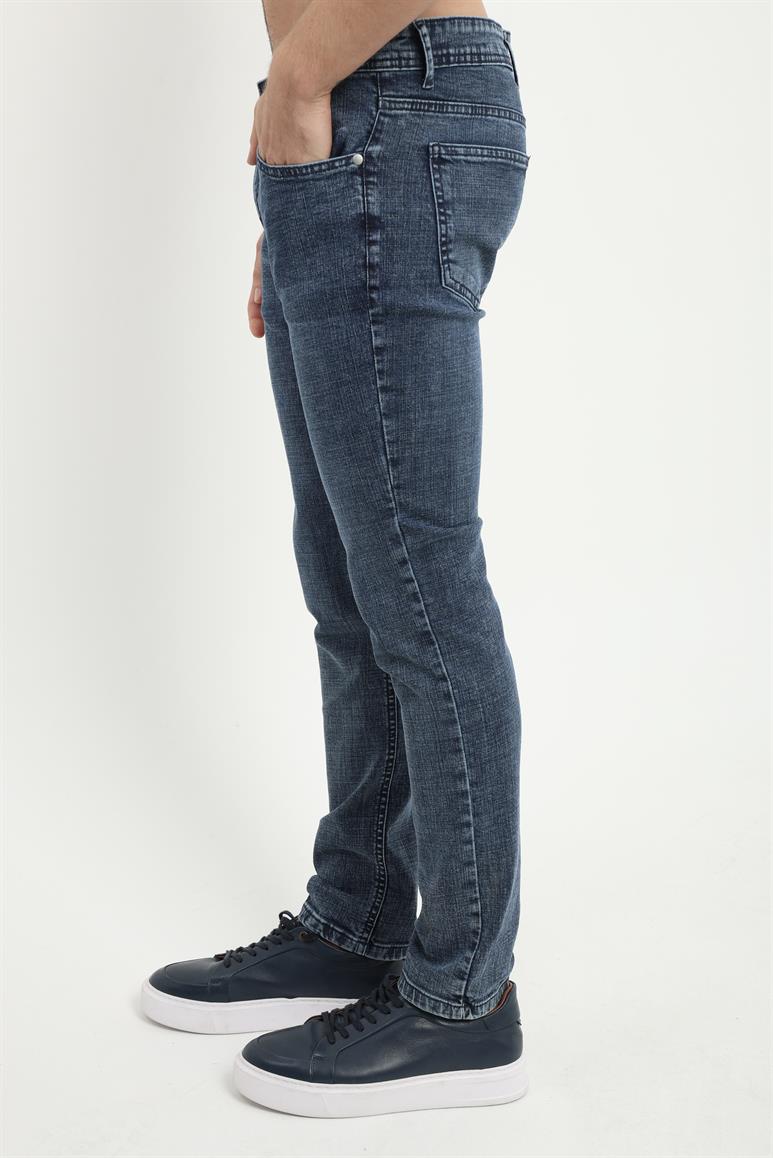 Lacivert Slim Fit Denim Erkek Pantolon