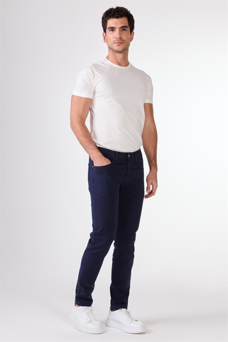 Lacivert 5 Cep Düz Renk Slim Fit Erkek Pantolon