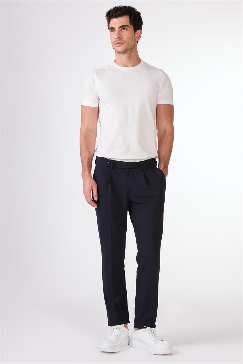 Lacivert Yan Cep Düz Renk Slim Fit Erkek Pantolon