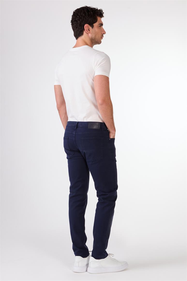 Lacivert 5 Cep Düz Renk Slim Fit Erkek Pantolon