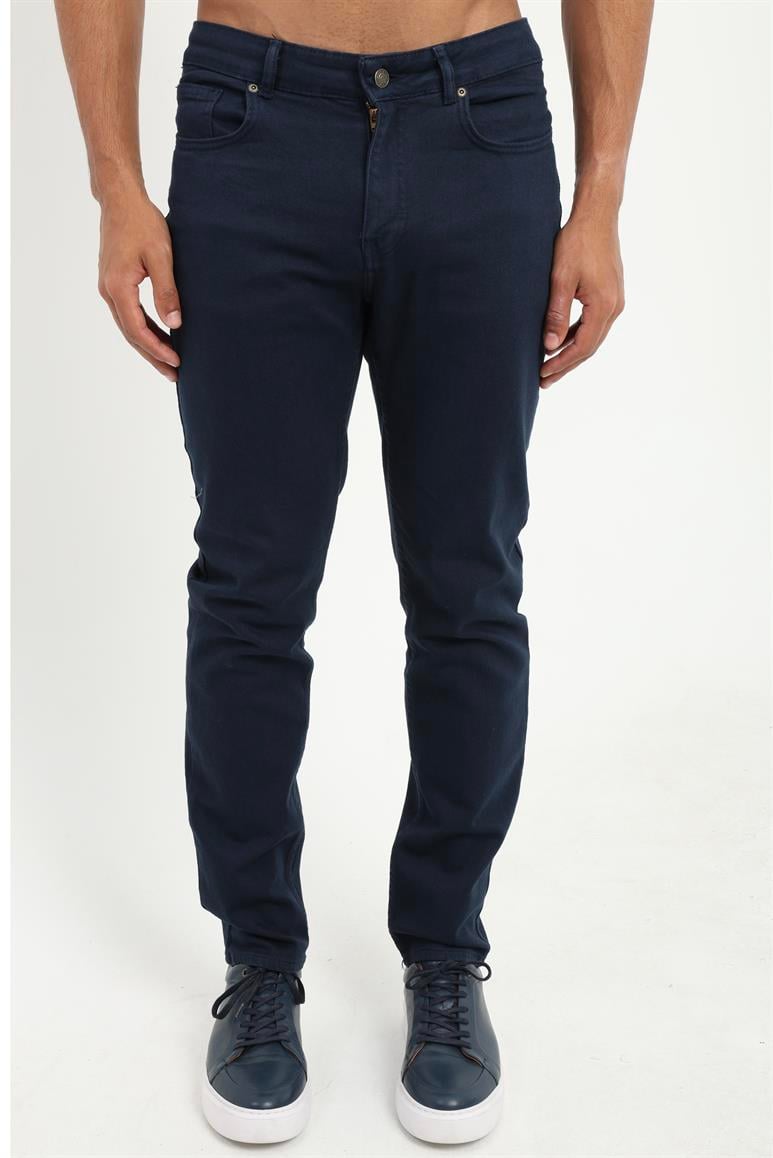 Lacivert 5 Cep Düz Renk Slim Fit Erkek Pantolon